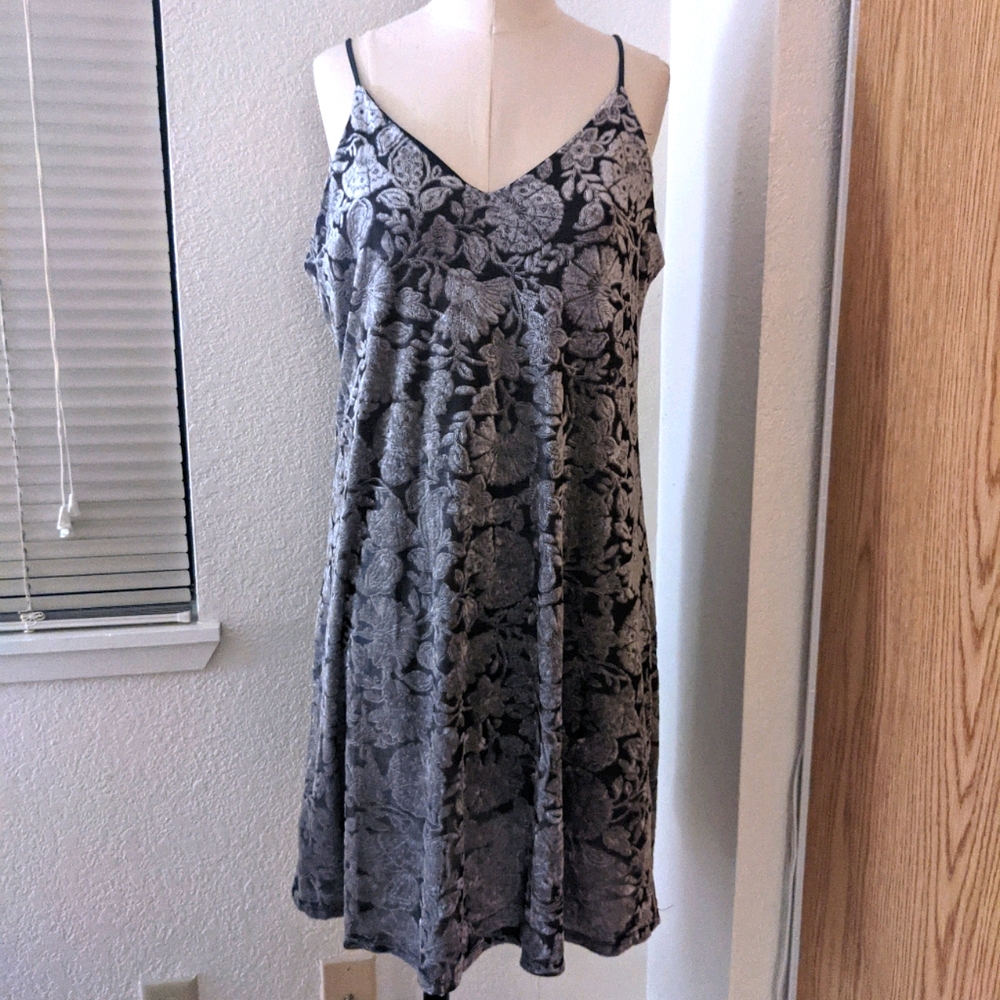 *SOLD* Eyeshadow Grey Velvet Slip Dress